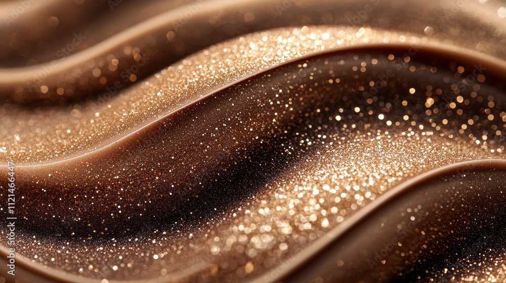 Poster Dynamic swirls of mocha mousse create a mesmerizing pattern, illuminated by glimmers of light that enhance its rich, creamy texture