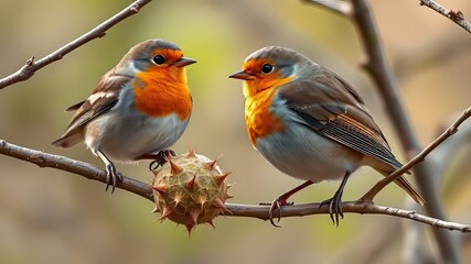 European Robin & Chaffinch on Fatballs - Vibrant Bird Photography