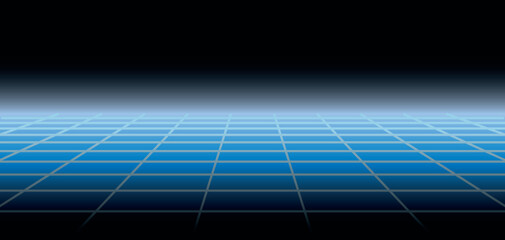 blue 1980's retrowave background, cyberpunk background with copy space, laser perspective grid	