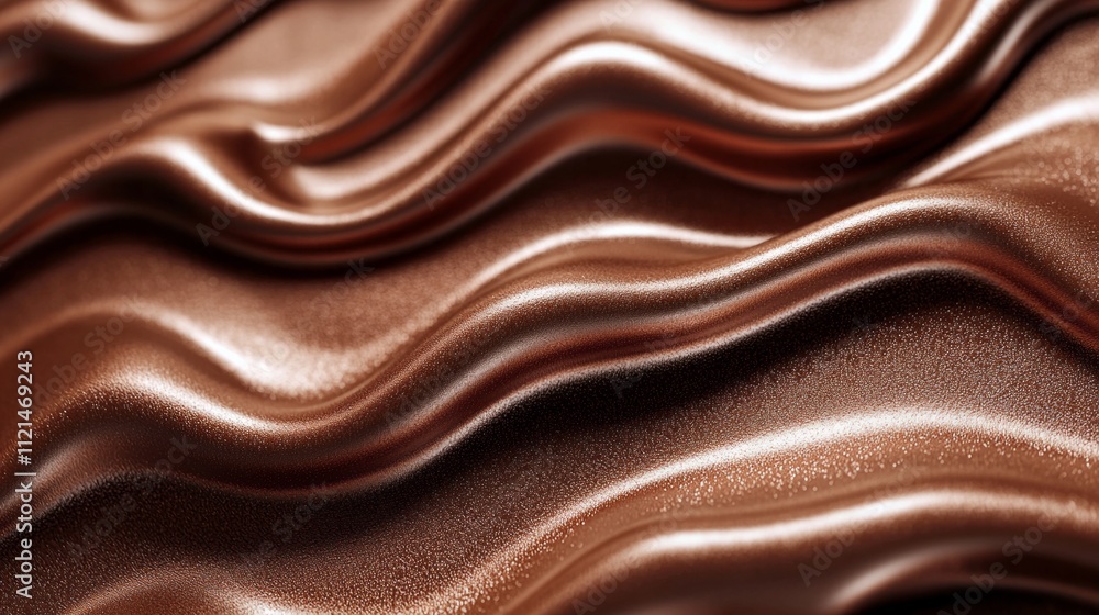 Poster soft, shimmering layers of metallic mocha mousse silk fabric flow elegantly, catching the light and 