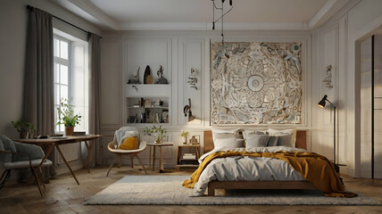 luxury hotel room with bed