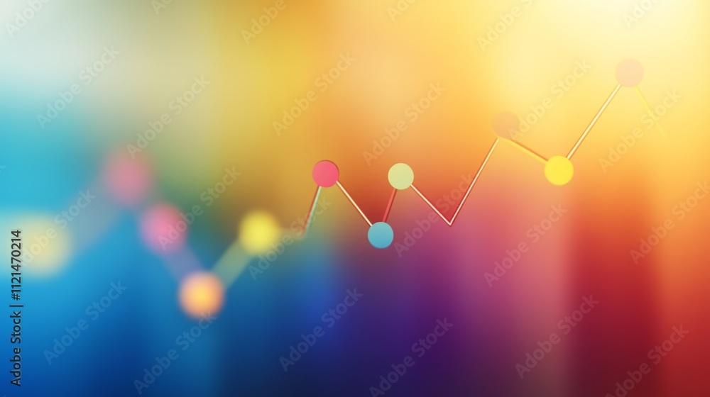 Poster abstract colorful background with data graph and trend lines