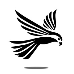 A sleek, minimalist silhouette of an eagle in mid-flight, with its wings extended and sharp contours highlighting its elegance.