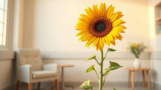 Isolated Hospital Sunflower Patient Room Decor - Vibrant AI Art