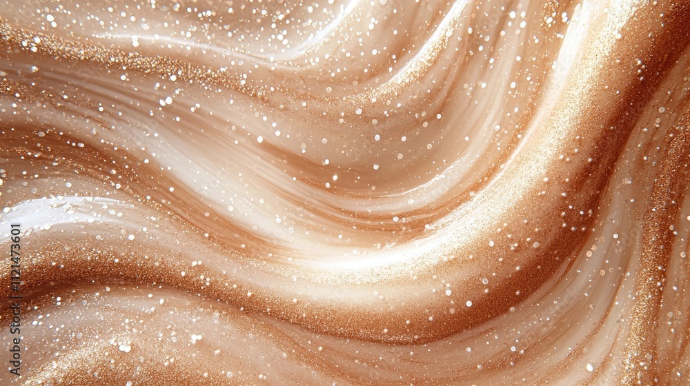 Poster Mesmerizing swirl of mocha mousse displays elegant motion and a glossy surface, inviting exploration of its rich, warm tones and sparkles
