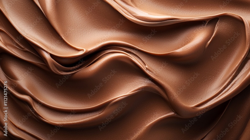 Poster luxurious waves of melted chocolate flow gracefully, showcasing a smooth and inviting texture that c