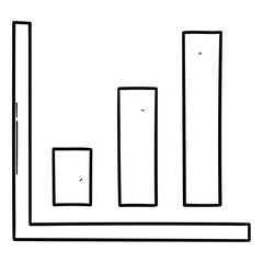 Hand drawn doodle growing graph on white background.