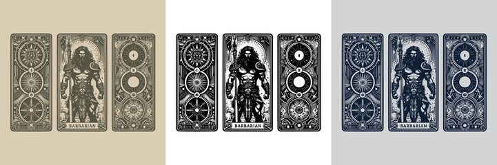 vintage barbarian man tattoo design with rugged vibes