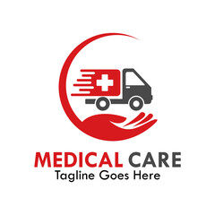 Medical car design logo template illustration