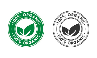 100% organic logo template illustration