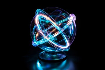 A glowing energy orb with pulsating lines radiating outward in electric blue