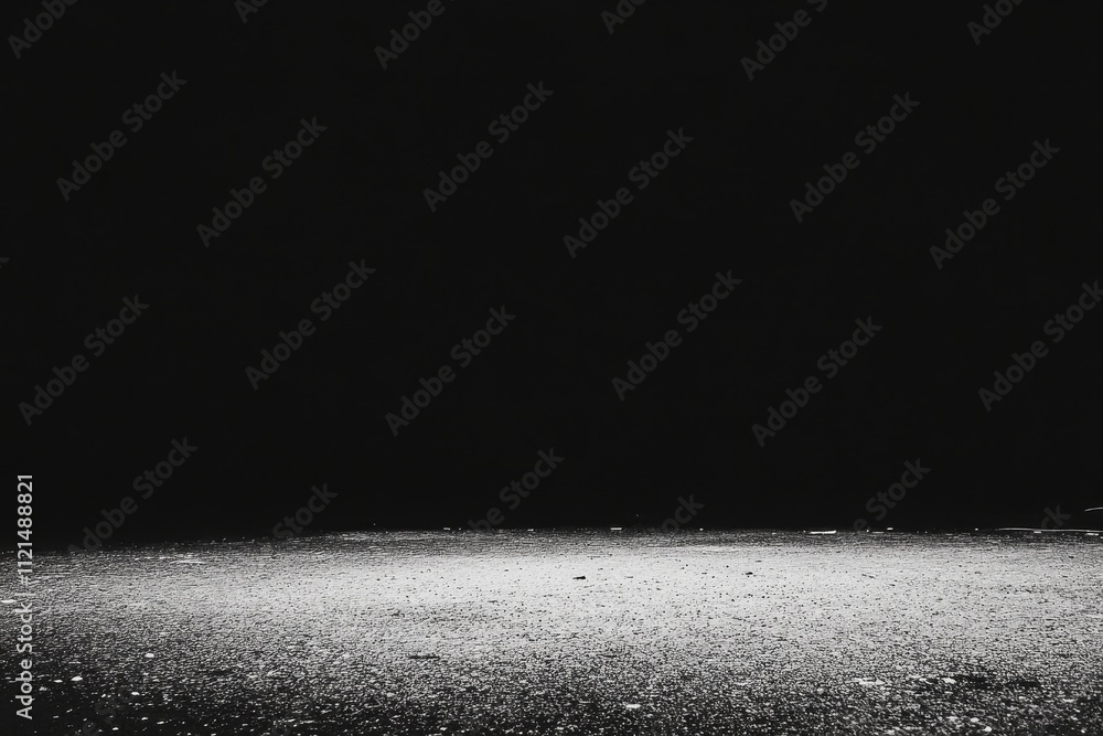 Poster dark and empty space with subtle light on ground in minimalistic setting, ideal for background, text