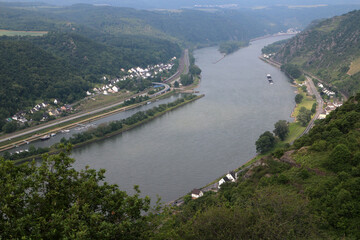 Fototapeta premium Countryside, farmland and forest around Wellmich - Rheinsteig - between Saint Goarshausen and Kamp-Bornhofen - Hesse - Germany