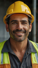 Smiling Construction Worker: Confidence at the Job Site
