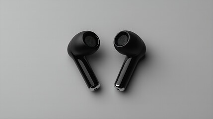 Modern Sound: Wireless Earbuds on Gray Canvas