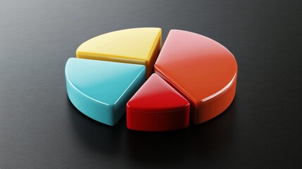 Obraz premium Colorful Pie Chart Segments on Black Surface for Data Visualization