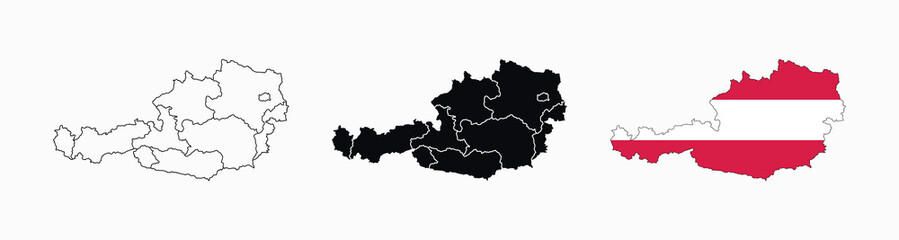 Austria Map vector icon. Map of Austria various styles.
