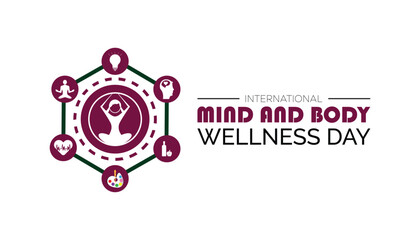 International Mind and Body wellness day observed each year during January. International Mind and Body wellness day creative concept design. Vector template for banner,