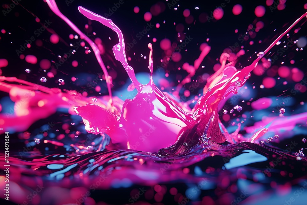 Poster A dynamic splash of neon paint on a dark, textured canvas with glowing edges.