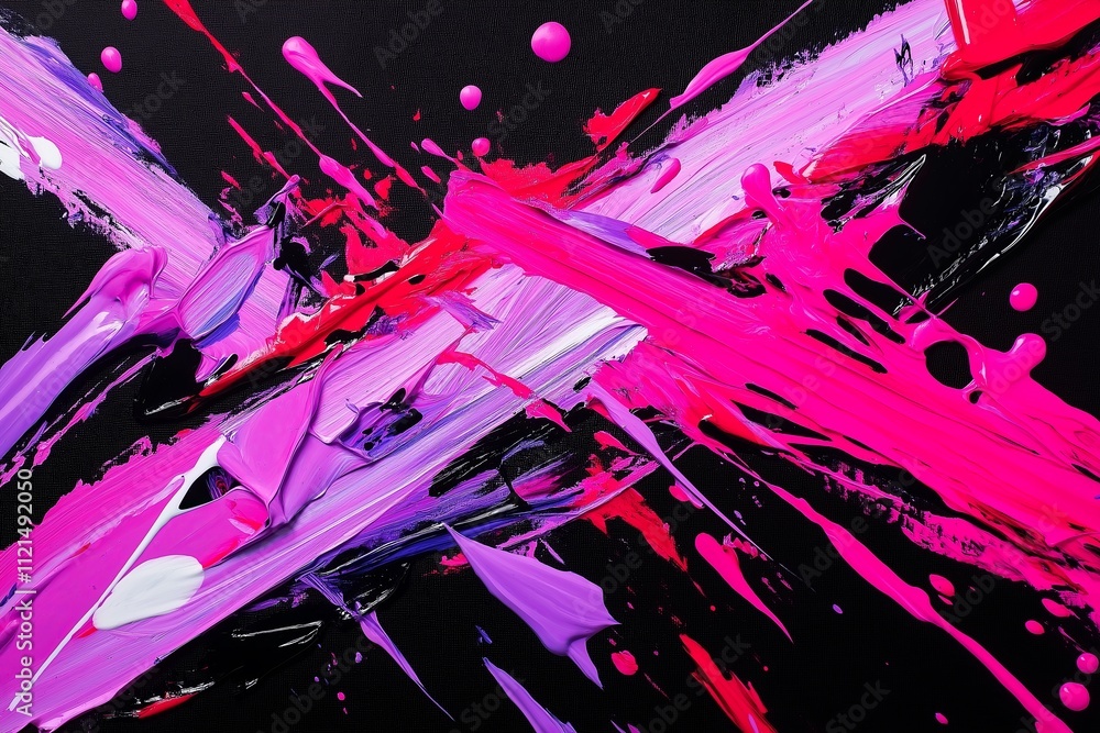 Poster A dynamic splash of neon paint on a dark, textured canvas with glowing edges.