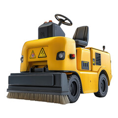 Fototapeta premium Compact ride-on street sweeper vehicle for efficient outdoor cleaning isolated on transparent background cutout png