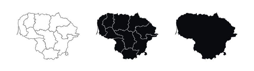 Lithuania Map vector icon. Map of Lithuania various styles.