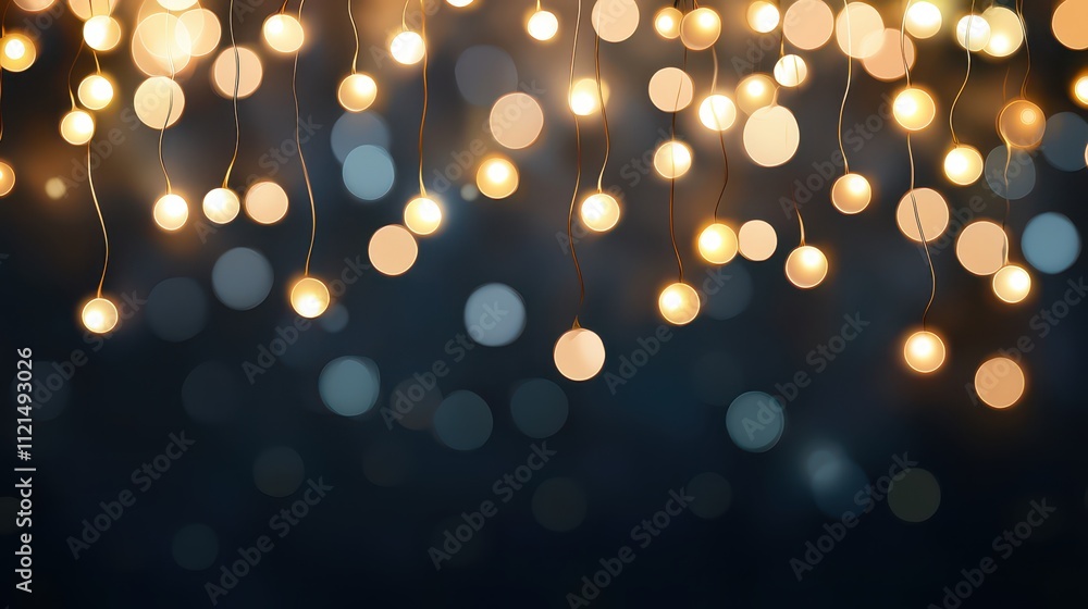 Poster strings of luminous orbs create an enchanting abstract light effect in a dark background