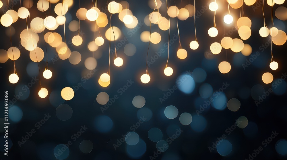 Poster abstract light effect background with glowing strings of delicate orbs creating a soft ambiance