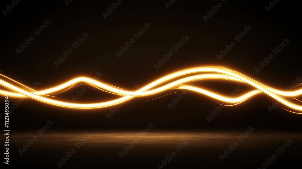 Poster abstract light effect creates dynamic visuals with glowing strings in a dark background