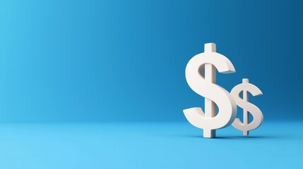 Obraz premium investing in emerging markets concept. White dollar signs on a blue background representing finance and wealth.