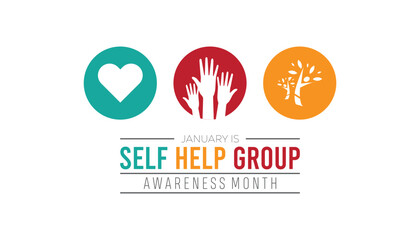Self Help group awareness month observed each year during January. Self Help group awareness month creative concept design. Vector template for banner, greeting card, poster with background.