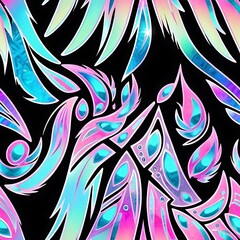 iridescent feather pattern:  psychedelic seamless textile design 