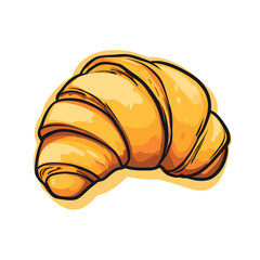 Vector illustration of a freshly baked croissant, a delicious pastry perfect for breakfast or a snack,icon logo template