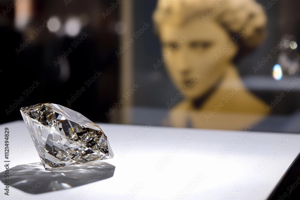 Poster shimmering diamond on display at an art exhibit