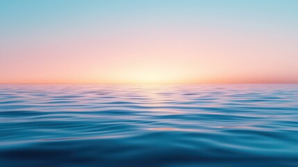 Obraz premium Serene ocean surface reflecting pastel hues at dawn