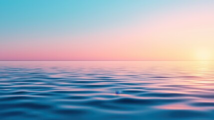 Obraz premium Gentle waves at dawn reflect pastel colors over the serene ocean surface