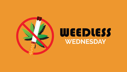 WEEDLESS Wednesday observed each year during January. WEEDLESS Wednesday creative concept design. Vector template for banner, greeting card, poster with background.