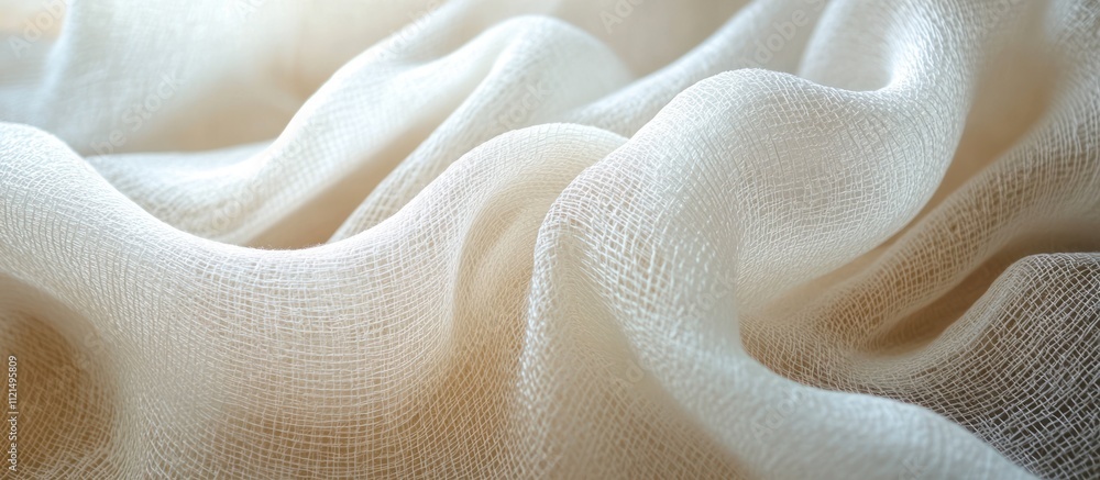 Poster soft and delicate white fabric with a gentle wave pattern.