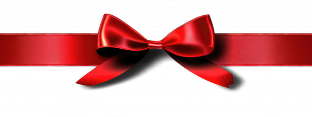 Elegant red bow with ribbon detailing on a transparent background cutout png
