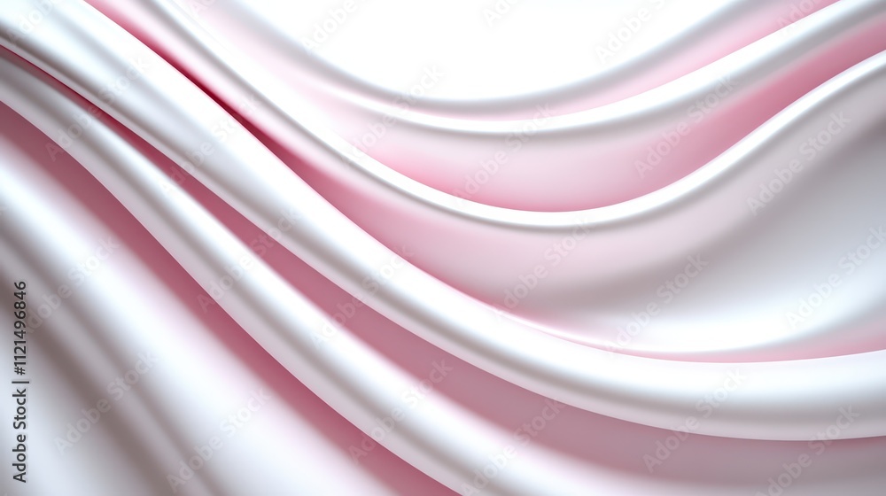 Poster soft pink tie-dye pattern with flowing white fabric creating a serene atmosphere