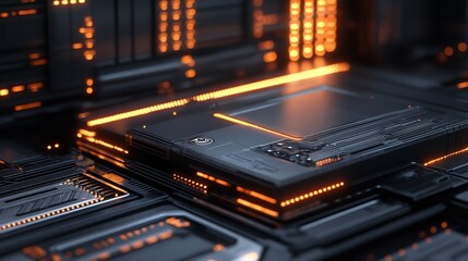 Obraz premium a close up of a motherboard with a processor on top of it