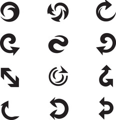 Arrow Collection Set black vector different style.