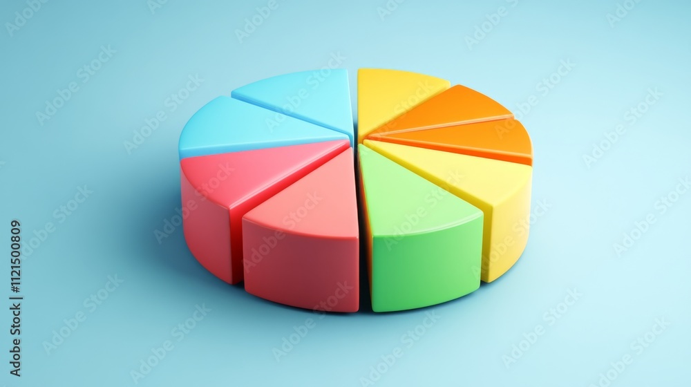 Poster colorful pie chart representation for data visualization concepts