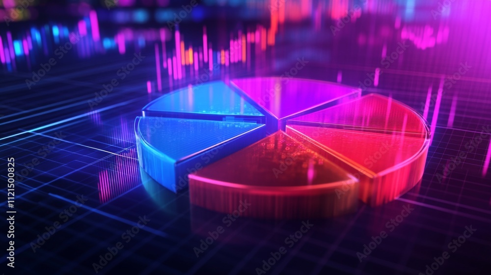 Poster vibrant 3d pie chart displaying data analysis in digital environment