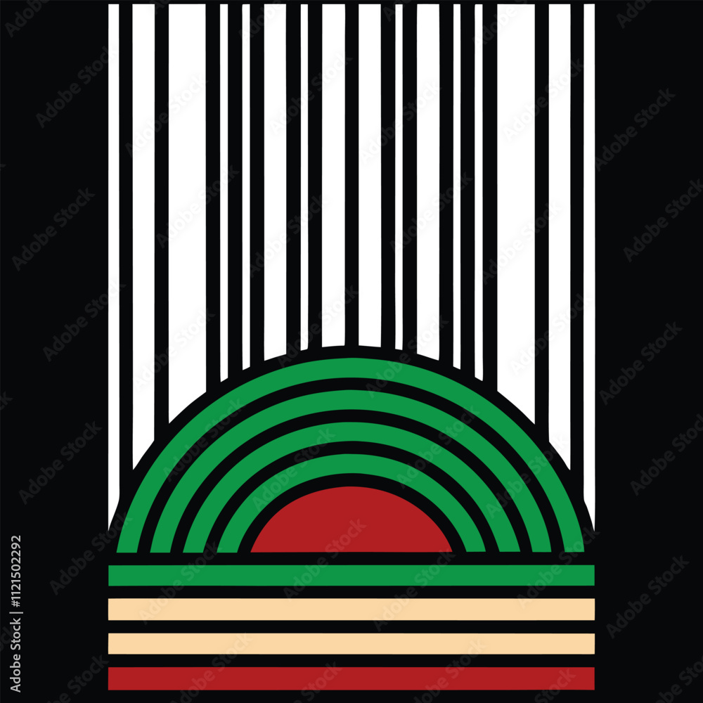 Poster a visually striking abstract geometric pattern featuring vertical lines and dotted gradients. perfec