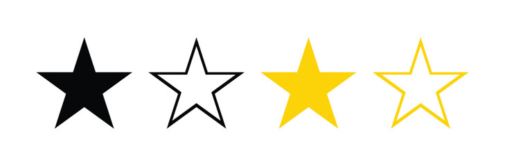 Stars Vector Icons and Golden Star Collection Perfect for Isolated Creative Designs on White Background