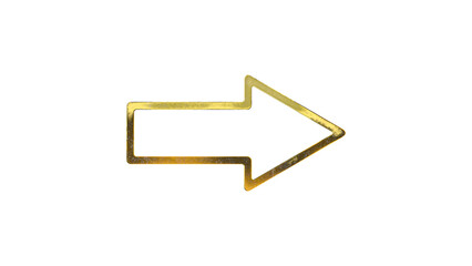 Gold golden Arrow icon symbol is set isolated on a white background. Design element. Cut out.
