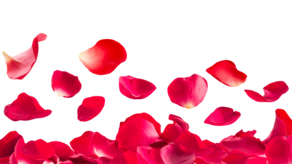 falling red rose petals