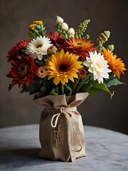 Autumn Flower Vase Bouquet Painting Illustration Art