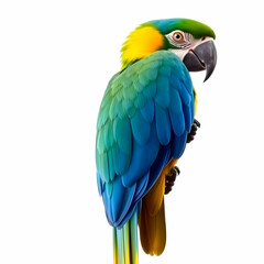 Fototapeta premium Blue-and-yellow Macaw of the species Ara isolated on the blank background